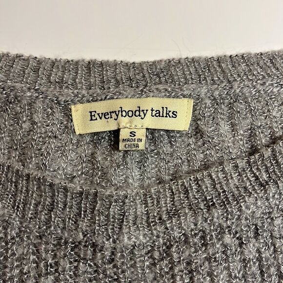 EVERYBODY Talks gray crewneck long sleeved sweater oversized boxy runs big SZ S - Picture 8 of 12